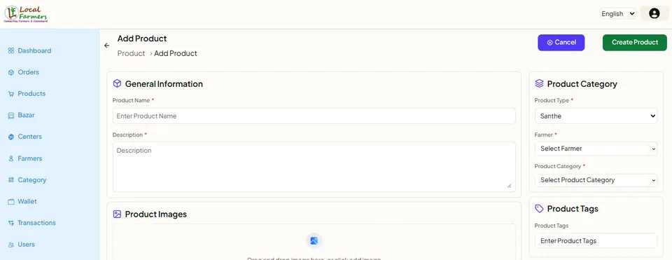 Add product form with pricing and category fields