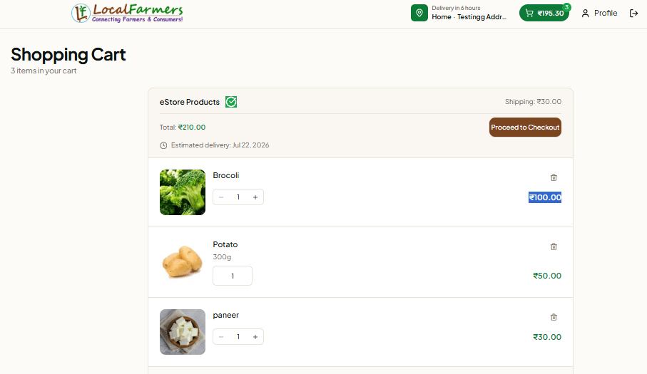 Shopping cart with order summary
