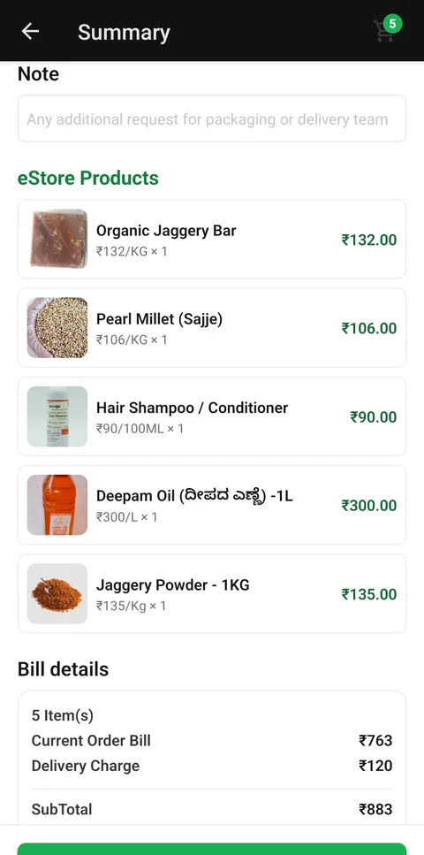 Activity feed showing order and delivery updates