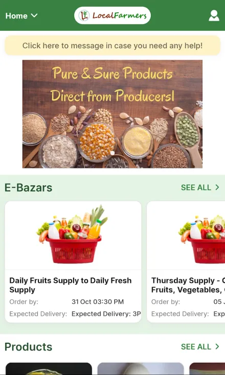 LocalFarmers Android app home screen