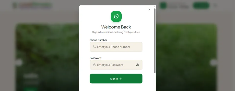 Storefront sign-in page