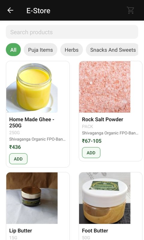 Product detail screen with quantity and producer information