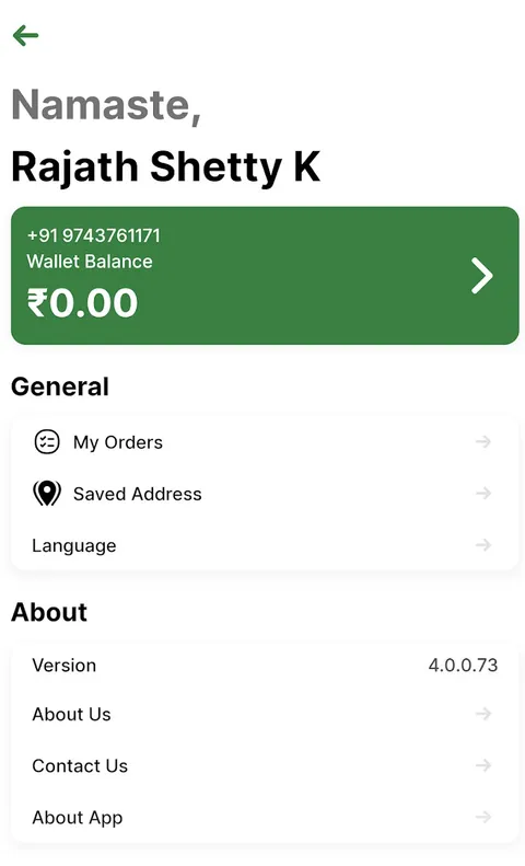 In-app wallet with balance and transactions